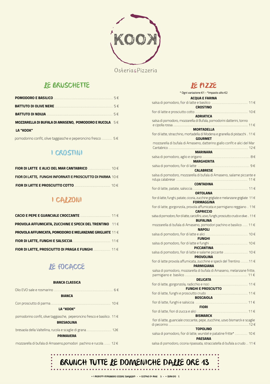 Menù KooK Roma - pizze